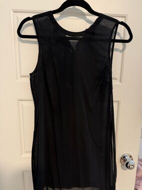 Theory Black Sheer Overlay Tunic Top